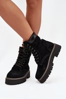 BIG STAR SHOES Zamszowe Botki Workery Damskie Sznurowane Big Star