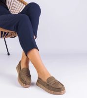Gemre Zielone damskie mokasyny z ekozamszu Sevilia