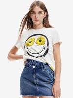 Desigual Margarita Smiley Koszulka Biały