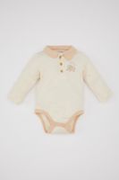 DEFACTO Baby Boy Newborn Polo Collar Printed Long Sleeve Snap Body