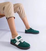 Gemre Zielone sneakersy na platformie z przeszyciami Puente