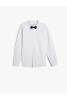 Koton School Shirt With Bow Tie Detailed Long Sleeve Cotton Classic Collar