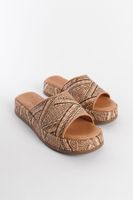 Capone Outfitters Straw Genuine Leather Single Strip Women's Slippers