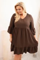 Kesi Włoski Sukienka damska Plus Size wiskozowa z ażurowym zdobieniem brązowa