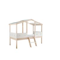 Xora DĚTSKÁ POSTEL SE STŘÍŠKOU, 90/200 cm, bílá, barvy borovice