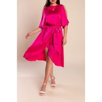 Elegantna Midi Haljina  Thiena, Fuksija