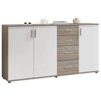 Carryhome KOMODA, biela, tmavý dub, 160/84/35 cm