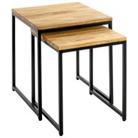 SADA PRÍRUČNÝCH STOLÍKOV, dub, čierna, farba duba