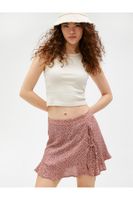 Koton Mini Shorts Skirt Floral Viscose Tie Detail