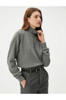 Koton Stand Collar Sweatshirt Textured Long Sleeve