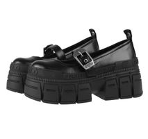 buty na platformie - GOSPHER BALLERINA BUCKLE - BUFFALO - 1620051-BLK 39