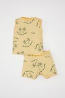 DEFACTO Baby Boy Palm Tree Patterned Sleeveless T-Shirt Shorts 2-Piece Set