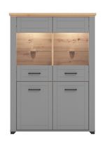 Nízka vitrína s vnútorným osvetlením lotta - šedá/dub artisan