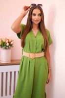 Kesi Włoski Sukienka z ozdobnym paskiem oliwkowa