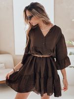 Sukienka letnia muślinowa LYVONNE ciemnobrązowa Dstreet