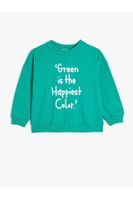 Koton Sweatshirt Slogan Printed Long Sleeve Crew Neck Cotton Raised