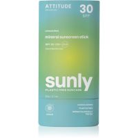 Attitude Sunly Sunscreen Stick mineralna krema za sončenje v paličici SPF 30 Unscented 60 g