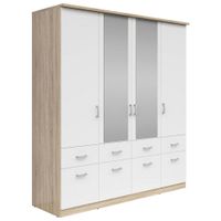 Boxxx SKRIŇA SO ZRKADLOM, biela, dub sonoma, 181/199/58 cm
