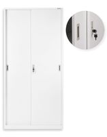 Kancelářská kovová skříň s posuvnými dveřmi na klíč Toronto: bílá