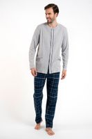 Men's pyjamas Jakub, long sleeves, long legs - melange/print