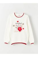 LC Waikiki Lcw Crew Neck Embroidered Long Sleeve Girl's Knitwear Sweater