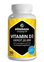 Vitamin D3 hochdosiert 20000 IE pro Tablette (20-Tage Dosis), 180 vegetarische Tabletten (teilbar), Made in DE | Vitamaze by Sensilab