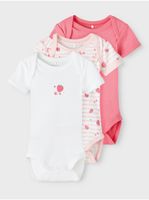 Sada tří holčičích body v bílé a růžové barvě name it Body - Holky
