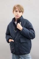 DEFACTO Boy's Water Repellent Stand Collar Zippered Snap Closure Pocket Coat