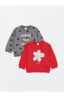 LC Waikiki Crew Neck Long Sleeve Printed Sweatshirt for Baby Girl 2-pack.