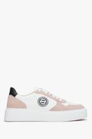 Estro: Różowo-białe sneakersy damskie ze skóry i weluru naturalnego