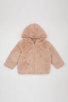 DEFACTO Baby Girl Fleece Lined Plush Hooded Coat