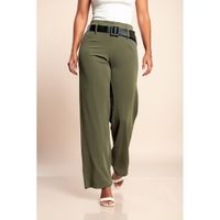 Elegante Lange Hose Mit Gürtel, Farbe Oliv