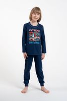 Boys' pajamas, long sleeves, long pants - navy blue