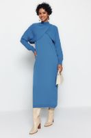 Trendyol Indigo Bolero Detailed Knitwear Dress Suit