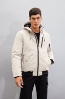 DEFACTO Hooded Jacket Zippered Pocket Sleeve End Ribbed Both