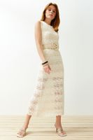 Trendyol Stone Maxi Knitwear Lined Openwork/Perforated Dress