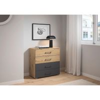 Rauch Möbel KOMODA, sivá, dub artisan, 80/81/42 cm