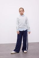 DEFACTO Girl Navy Blue Wide Leg Wide Leg Striped Tracksuit Bottoms