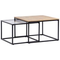 Boxxx KONFERENČNÝ STOLÍK, čierna, farba duba, kov, sklo, kompozitné drevo, 70/60/45/40/70/60 cm