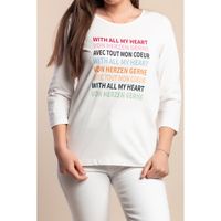Plus Size Baumwoll Top Mit Print, Weiß