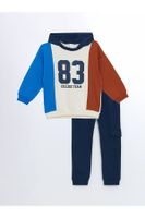 LC Waikiki Hooded Crew Neck Printed Baby Boy Sweatshirt and Tracksuit Bottom 2-Piece Set