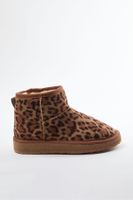 Trendyol Leopard Patterned Für Lined Round Toe Flatform Heeled Women's Boots