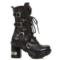 SCHWARZE NEW ROCK DAMEN LEDERSTIEFEL - NEW PUNK UND ROCK DESIGN 36