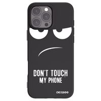 Silikónový čierny obal pre Apple iPhone 16 Pro Max - Nesiahajte mi na telefón