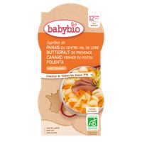 BABYBIO pastinák s maslovou tekvicou, kačicou a polentou 2x200 g