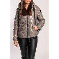 Kurze Steppjacke Mit Kapuze, Grau