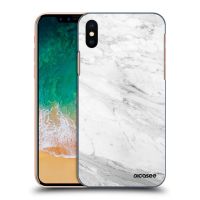 Silikónový čierny obal pre Apple iPhone X/XS - White marble