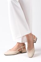 Mio Gusto Aurelia Beige Color Open Back Low Heeled Women's Shoes