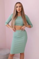 Set of blouses with dark mint skirt