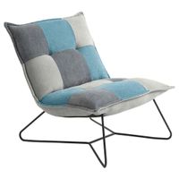 MID.YOU KŘESLO, kov, textil, modrá, jílová barva, tmavě šedá